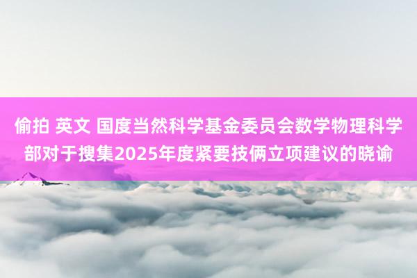 偷拍 英文 国度当然科学基金委员会数学物理科学部对于搜集2025年度紧要技俩立项建议的晓谕