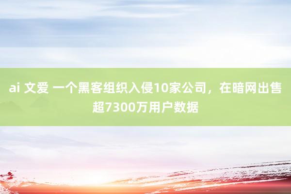 ai 文爱 一个黑客组织入侵10家公司，在暗网出售超7300万用户数据