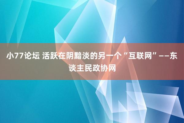 小77论坛 活跃在阴黯淡的另一个“互联网”——东谈主民政协网