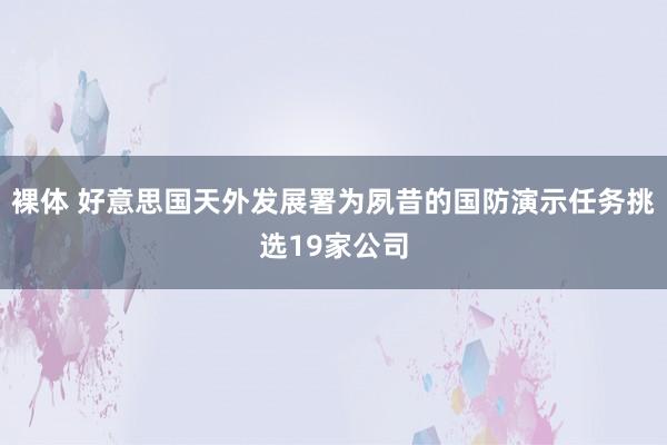 裸体 好意思国天外发展署为夙昔的国防演示任务挑选19家公司